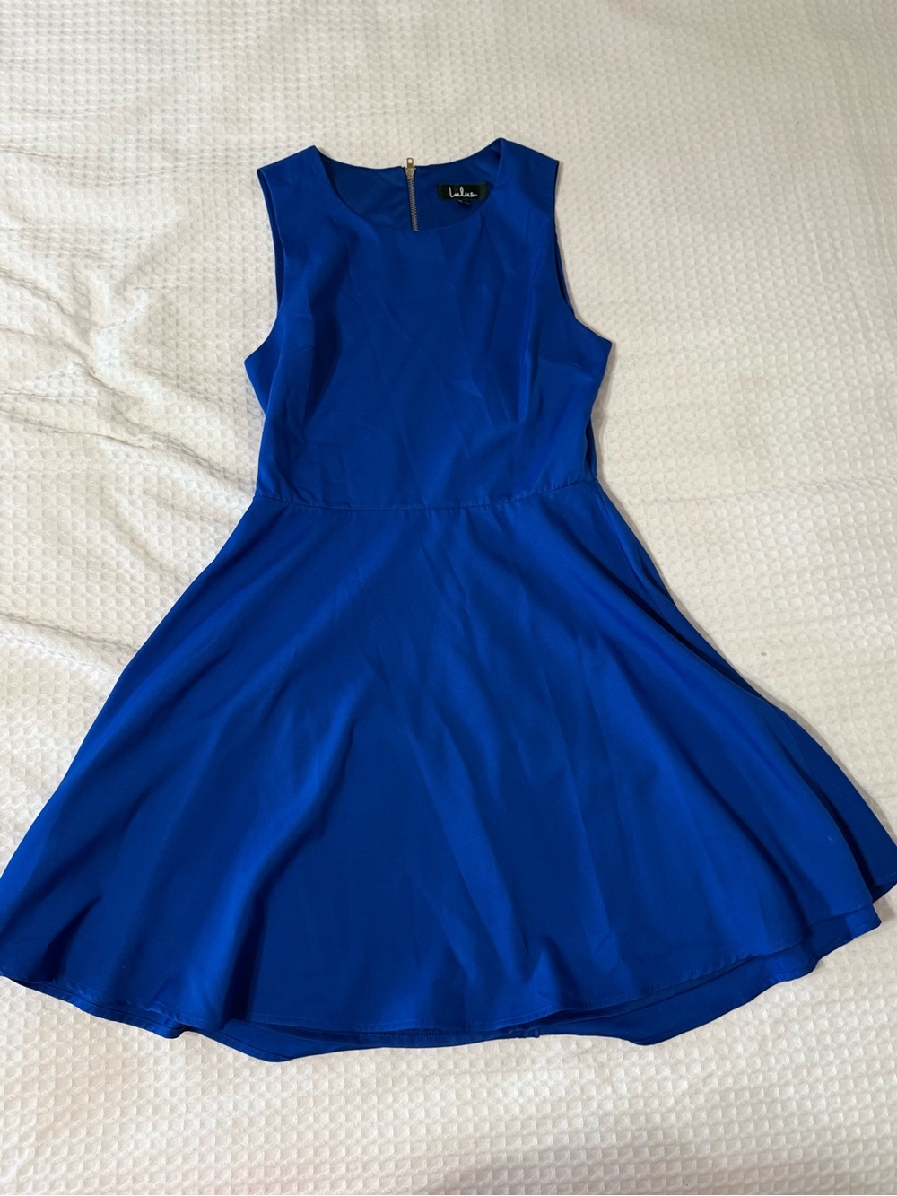Lulu's Cobalt Blue Cutout Back Skater Dress
